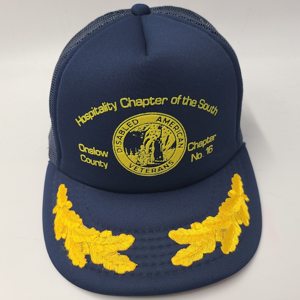 Vintage Disabled American Veterans Hat Snapback Trucker Mesh Scrambled Eggs Blue